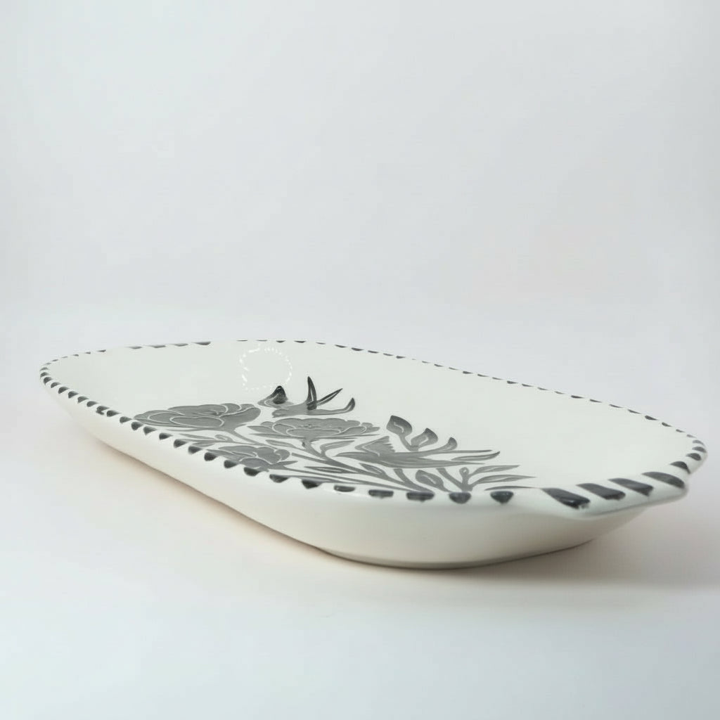 Bandeja Peonía con Alas| Cerámica esgrafiada y pintada a mano