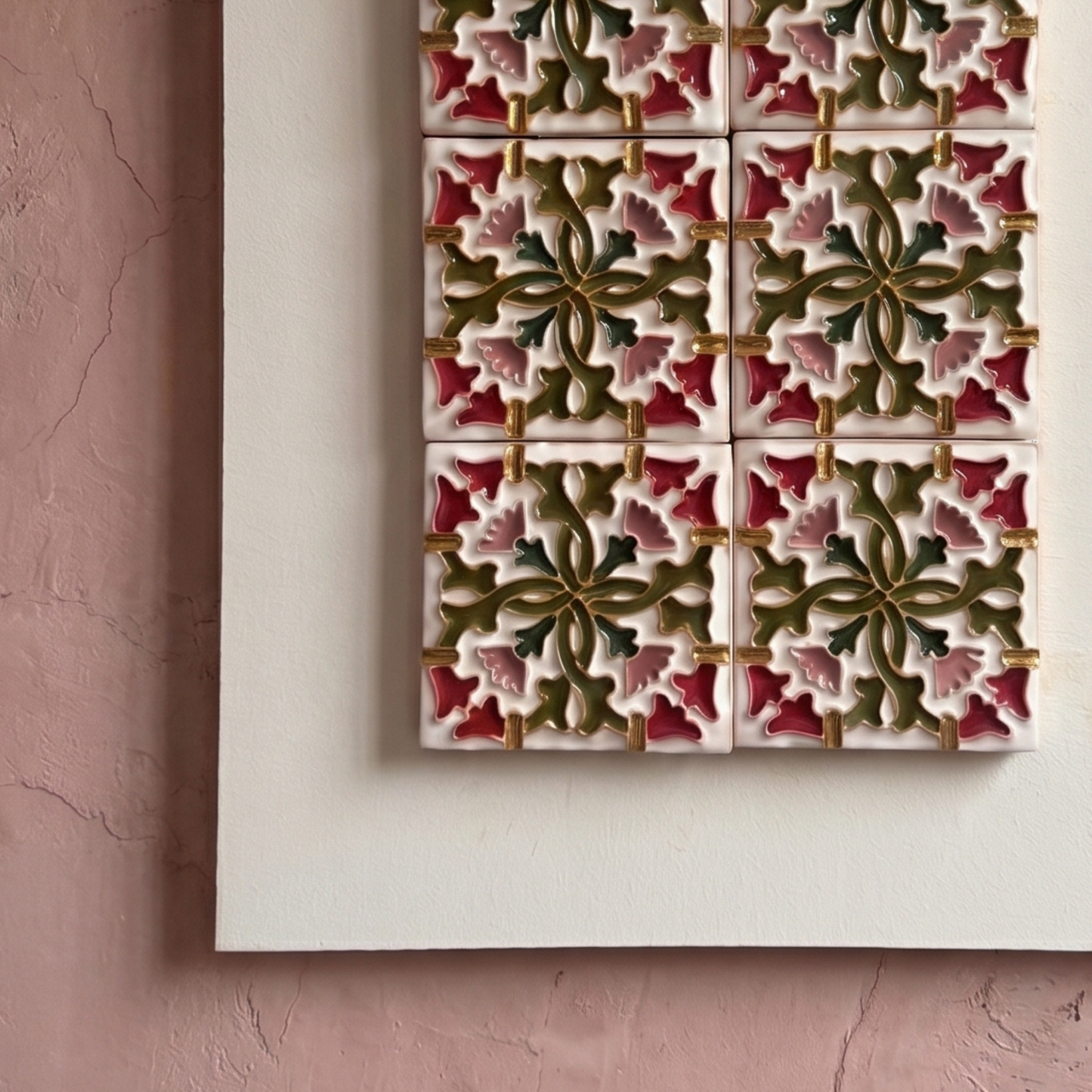 Cuadro de Azulejos en Relieve "Zulema" | Cerámica Pintada a Mano | Kinara