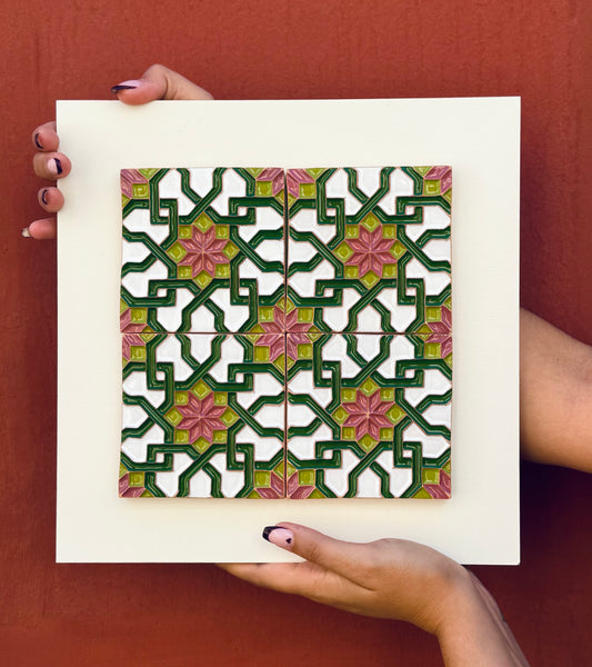 Relief Tile Frame "Olivine Star" | Hand-Painted Ceramics | Kinara