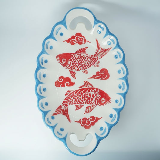 Bandeja Koi Japonesa — Cerámica pintada a mano