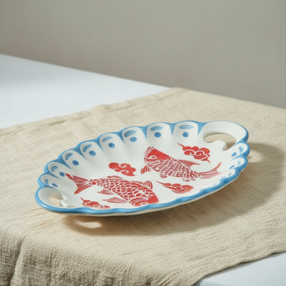 Bandeja Koi Japonesa — Cerámica pintada a mano