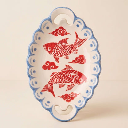 Plateau «Koi Japonesa» | Céramique peinte à la main