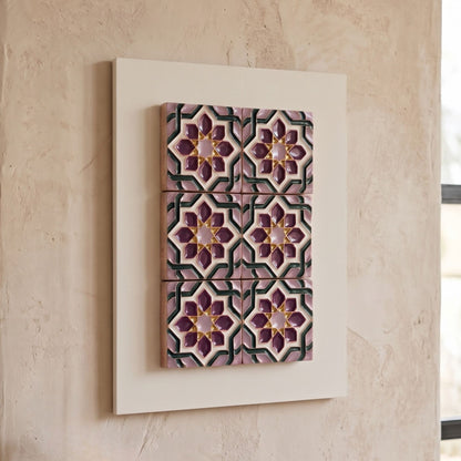 Cuadro de Azulejos en Relieve "Alejandrita" | Cerámica Pintada a Mano | Kinara