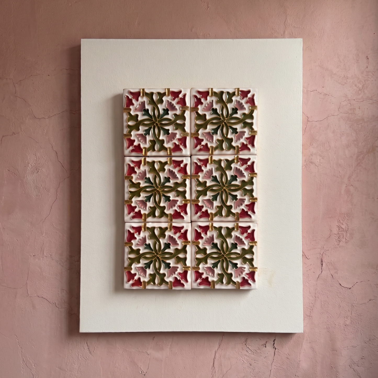 Cuadro de Azulejos en Relieve "Zulema" | Cerámica Pintada a Mano | Kinara