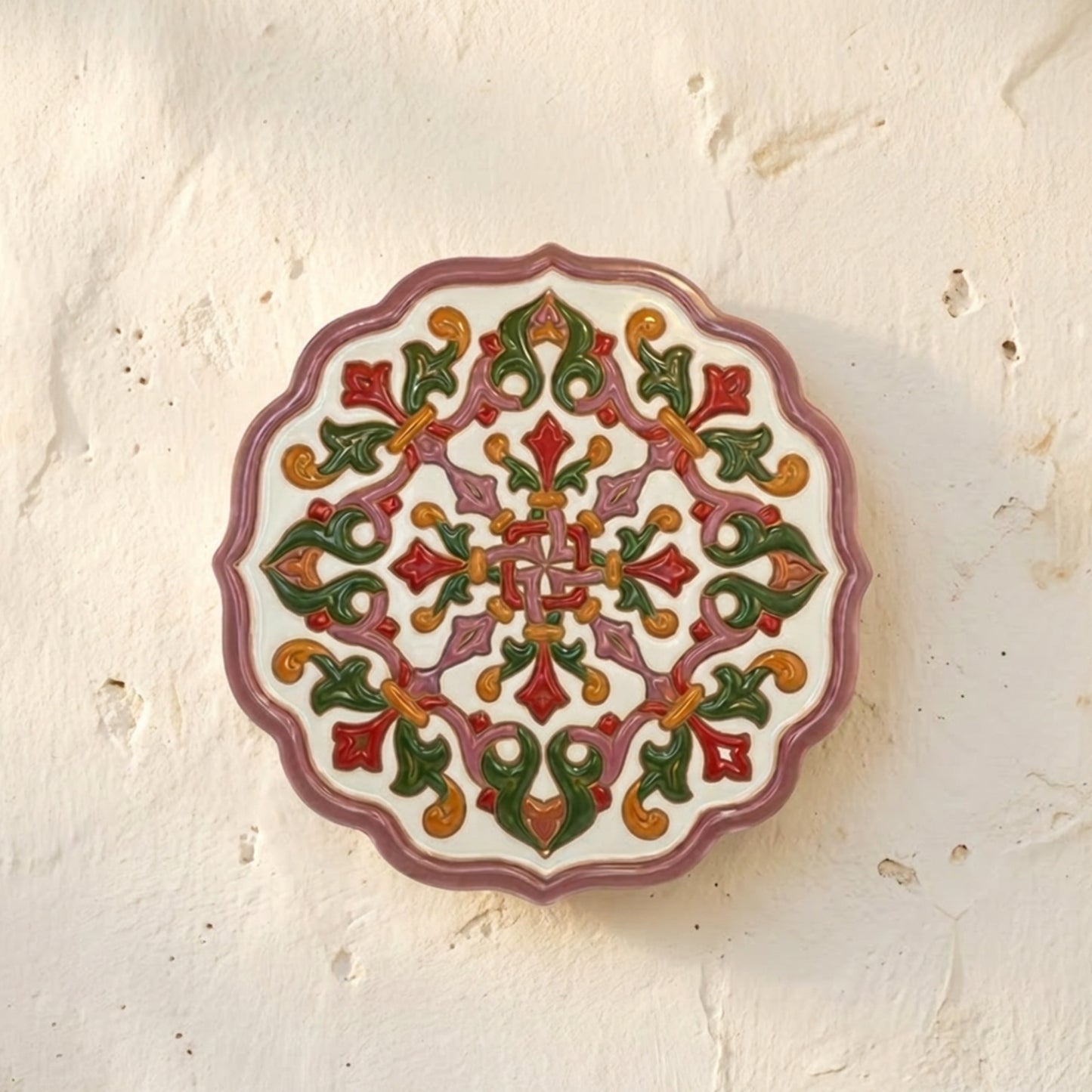 Plato Decorativo de Pared en Relieve "Atardecer Nazarí" - Cerámica Artesanal