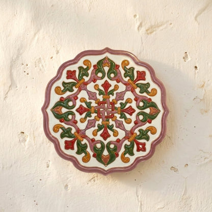 Plato Decorativo de Pared en Relieve "Atardecer Nazarí" - Cerámica Artesanal