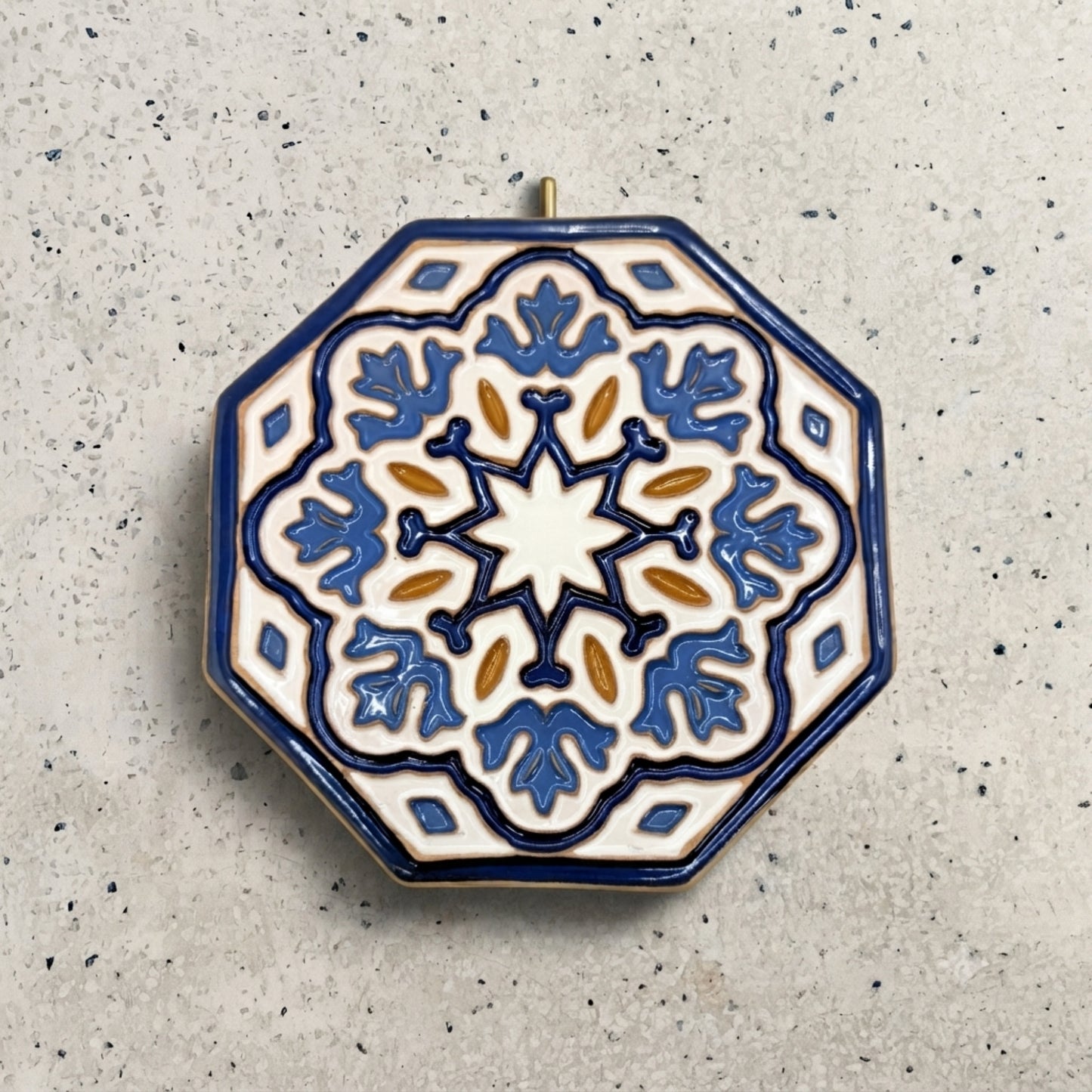 Plato Decorativo de Pared en Relieve "Estrella Mudéjar: Zafiro"
