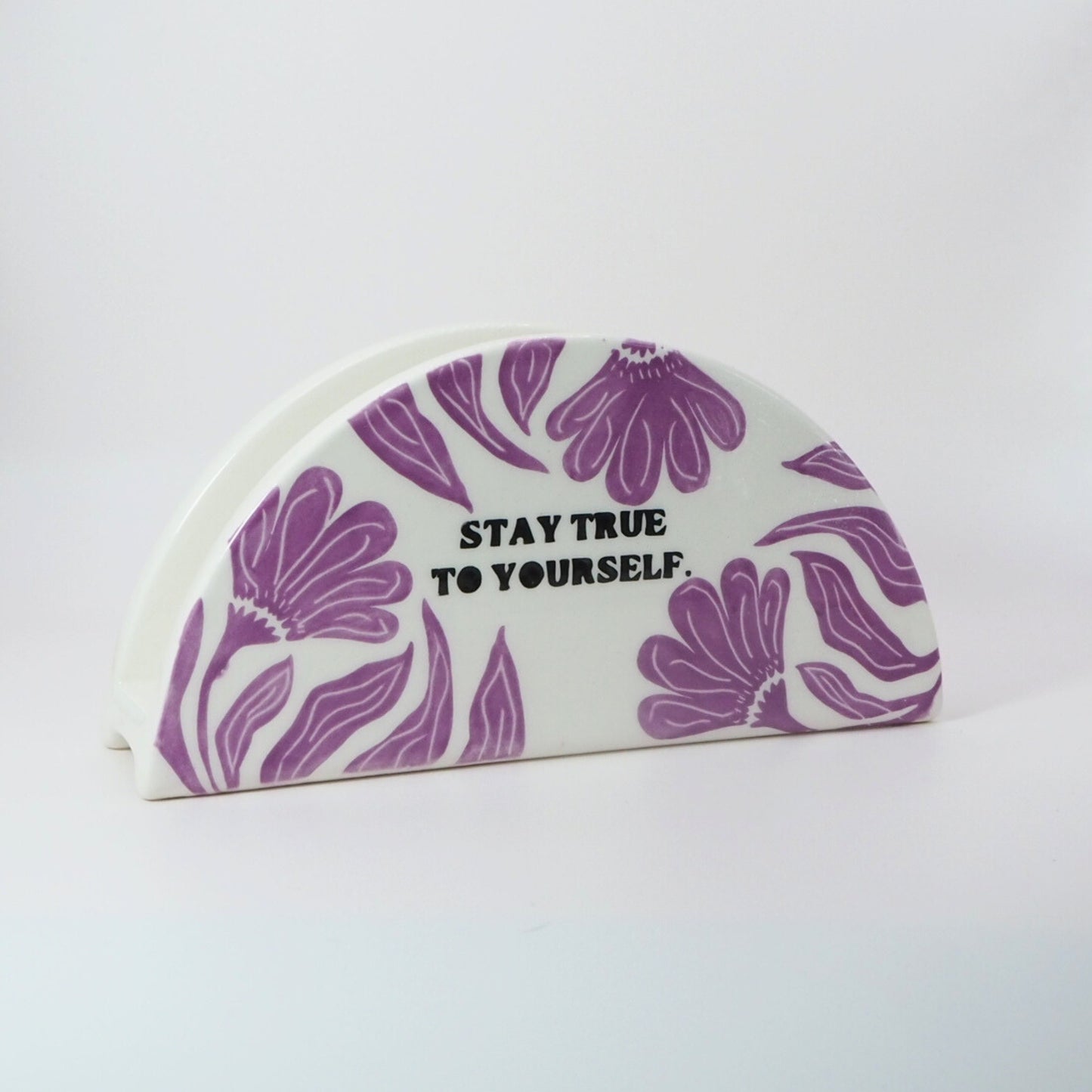 Servilletero Stay True | Cerámica esgrafiada y pintada a mano