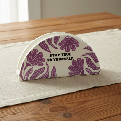 Servilletero Stay True | Cerámica esgrafiada y pintada a mano