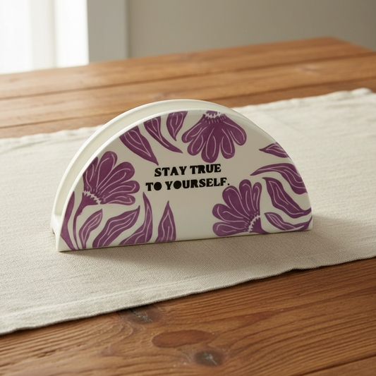 Servilletero Stay True | Cerámica esgrafiada y pintada a mano